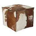 Pouffe DKD Home Decor Brown Leather Polyester (45 x 45 x 40 cm)