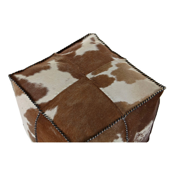 Pouffe DKD Home Decor Brown Leather Polyester (45 x 45 x 40 cm)