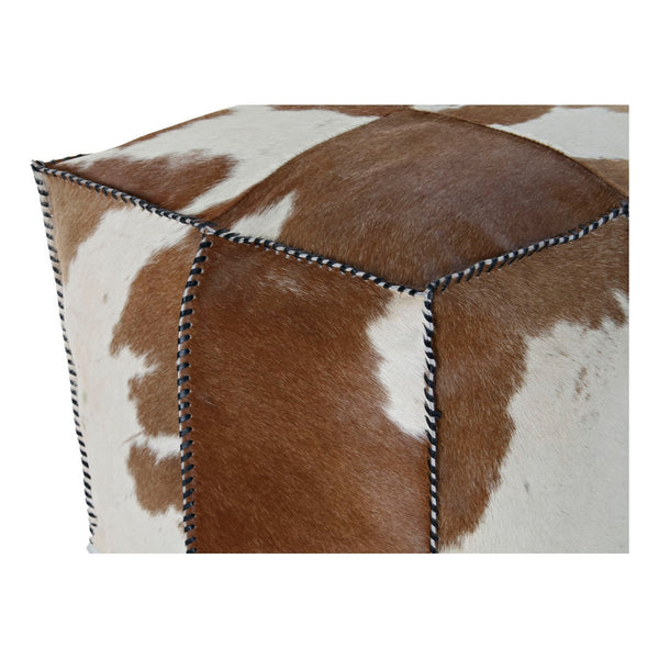 Pouffe DKD Home Decor Brown Leather Polyester (45 x 45 x 40 cm)