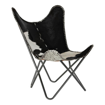 Armchair DKD Home Decor White Black Leather Iron Cow (70 x 70 x 90 cm)