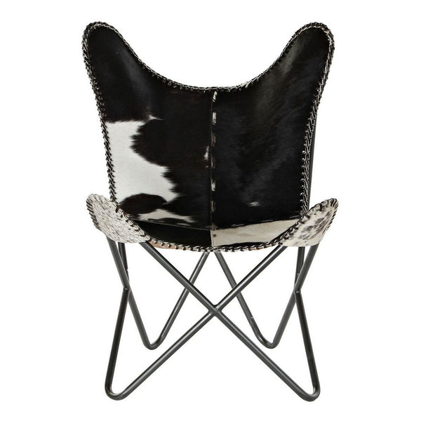 Armchair DKD Home Decor White Black Leather Iron Cow (70 x 70 x 90 cm)