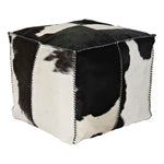 Pouffe DKD Home Decor White Black Leather Polyester (45 x 45 x 40 cm)