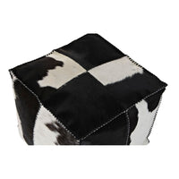 Pouffe DKD Home Decor White Black Leather Polyester (45 x 45 x 40 cm)