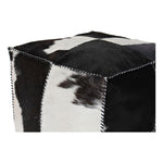 Pouffe DKD Home Decor White Black Leather Polyester (45 x 45 x 40 cm)