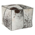 Pouffe DKD Home Decor White Brown Leather Polyester (45 x 45 x 40 cm)