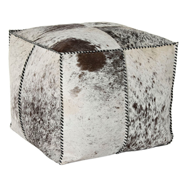 Pouffe DKD Home Decor White Brown Leather Polyester (45 x 45 x 40 cm)