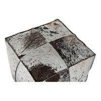 Pouffe DKD Home Decor White Brown Leather Polyester (45 x 45 x 40 cm)