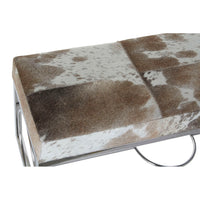 Bench DKD Home Decor White Brown Leather Steel (122 x 41 x 44 cm)