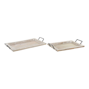 Tray DKD Home Decor Metal Mango wood (2 pcs)