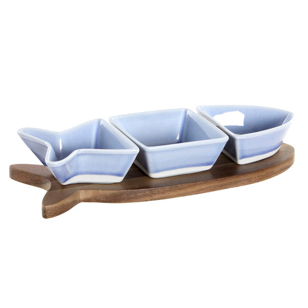 Appetizer Set DKD Home Decor Porcelain Acacia (28 x 9.7 x 1.3 cm)