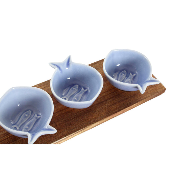 Appetizer Set DKD Home Decor Porcelain Acacia (5 pcs) (39 x 11 x 1.3 cm) (10,5 x 9 x 4 cm)