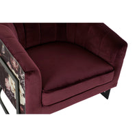 Armchair DKD Home Decor Black Burgundy Polyester Iron Flowers (75 x 70 x 64 cm)