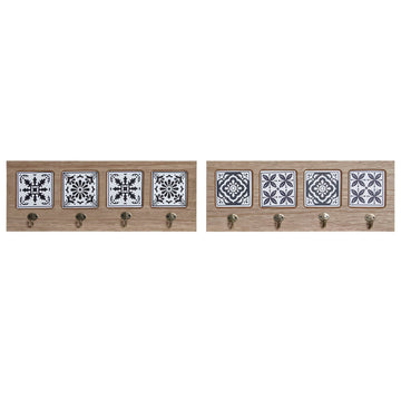 Coat rack DKD Home Decor Blue Metal Mosaic MDF Wood (2 pcs) (48 x 1.2 x 17.5 cm)