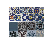 Alfombra DKD Home Decor Azulejo Azul Gris Stick (2 pcs) (75 x 45 x 0.3 cm)