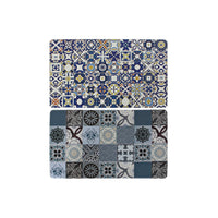 Alfombra DKD Home Decor Azulejo Azul Gris Stick (2 pcs) (75 x 45 x 0.3 cm)