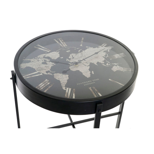 Side table DKD Home Decor Black Metal Crystal World Map (52 x 52 x 50 cm)