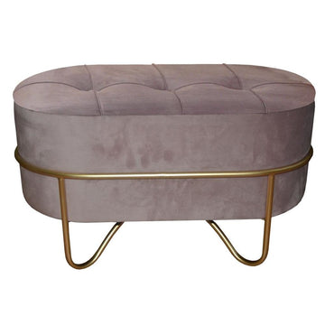 Bench DKD Home Decor Pink Polyester Foam Metal Golden MDF Wood (72 x 39 x 41 cm)