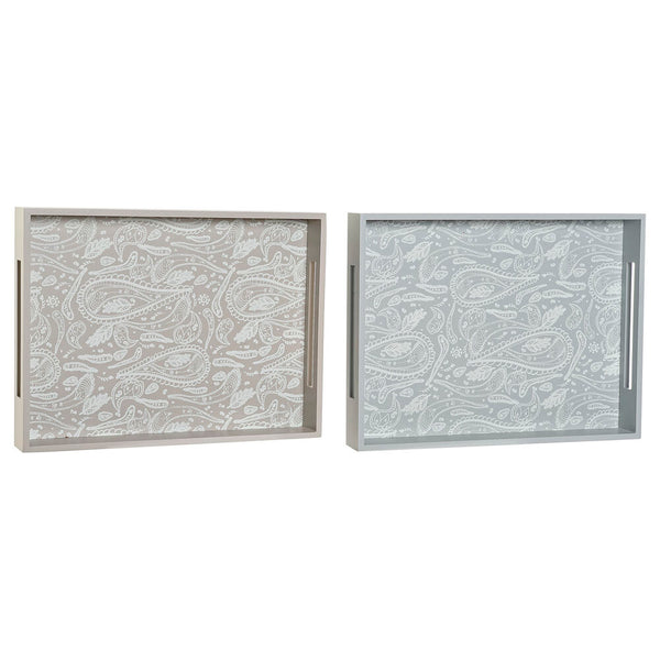 Tray DKD Home Decor Paisley MDF Wood (2 pcs) (40 x 30 x 5 cm)