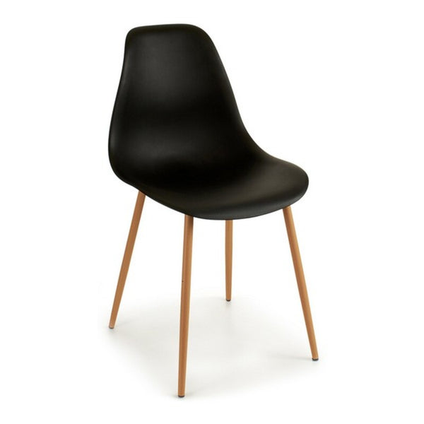 Dining Chair Black Plastic Wood (52 x 84 x 46 cm)