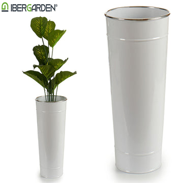 Vase White Silver Tall