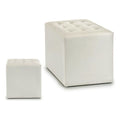 Pouffe White Leather (35 x 35 x 35 cm)