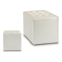 Pouffe White Leather (35 x 35 x 35 cm)