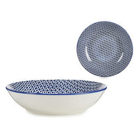 Plato Hondo Porcelana Azul / Blanco (20 x 4,5 x 20 cm)