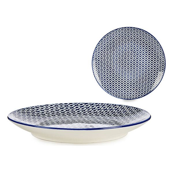 Plato Porcelana Azul / Blanco (19,5 x 2,5 x 19,5 cm)