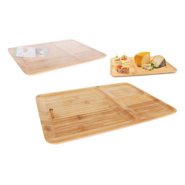 Tray with Compartments Quttin Bamboo Natural (24 x 32 x 1,2 cm)