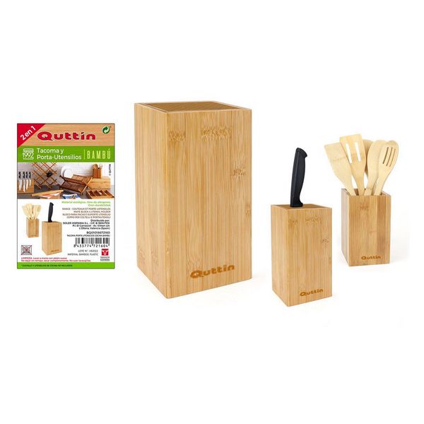 Pot for Kitchen Utensils Quttin Bamboo (10,5 x 10,5 x 21 cm)