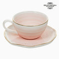 Cup with Plate Porcelain Pink - Queen Kitchen Collection