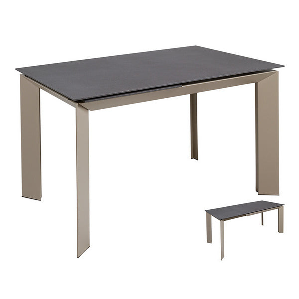 Dining Table Crystal Metal Grey (120 X 80 x 76 cm)