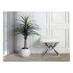 Bench White Silver Stainless steel Polyester (45 x 45 x 45 cm)