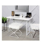 Bench White Silver Stainless steel Polyester (45 x 45 x 45 cm)