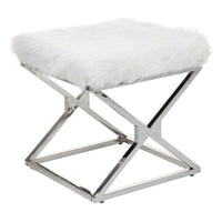 Bench White Silver Polyester (45 x 45 x 45 cm)