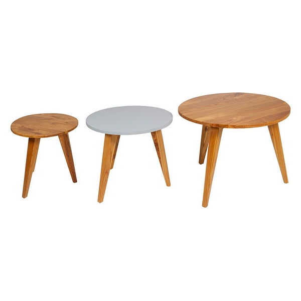 Set of 3 small tables Aarhus Mindi wood MDF Wood (60 x 60 x 49 cm)