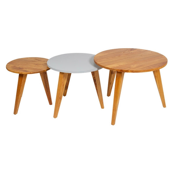 Set of 3 small tables Aarhus Mindi wood MDF Wood (60 x 60 x 49 cm)