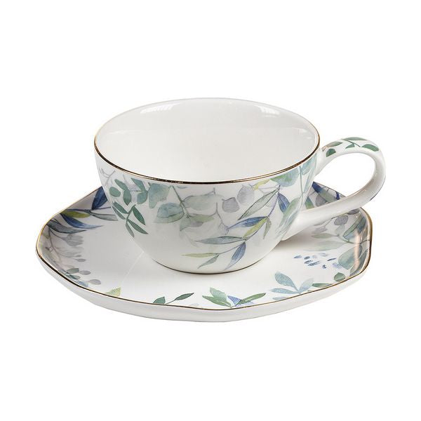 Cup with Plate Amazonia Porcelain (13 X 10 x 6 cm)