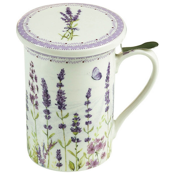 Cup with Tea Filter Flowers Lavendar