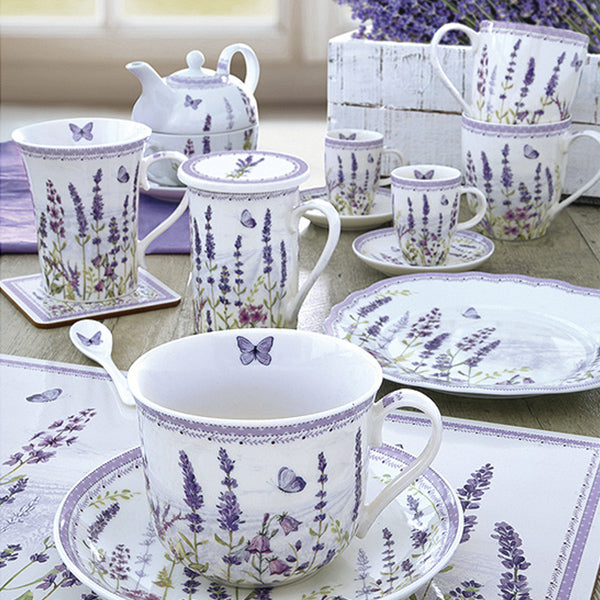 Cup with Tea Filter Flowers Lavendar