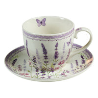 Cup with Plate Lavender Bone China Porcelain