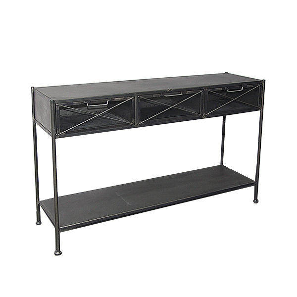 Hall Table with 3 Drawers Painted iron (120 x 35 x 76 cm)