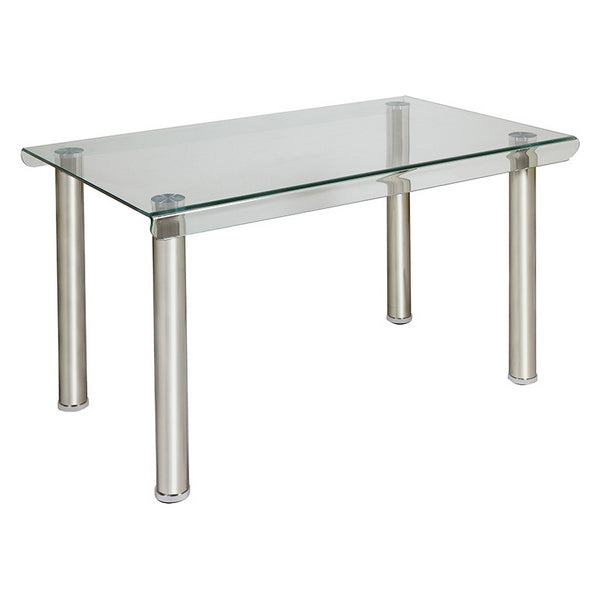 Dining Table Rec Tempered Glass (130 x 80 x 75 cm)