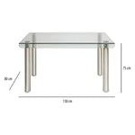 Dining Table Rec Tempered Glass (130 x 80 x 75 cm)