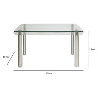 Dining Table Rec Tempered Glass (130 x 80 x 75 cm)