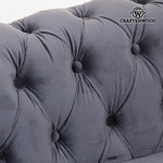 2 Seater Chesterfield Sofa Velvet Grey - Relax Retro Collection by Craftenwood