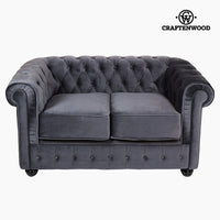 2 Seater Chesterfield Sofa Velvet Grey - Relax Retro Collection by Craftenwood