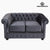 2 Seater Chesterfield Sofa Velvet Grey - Relax Retro Collection by Craftenwood