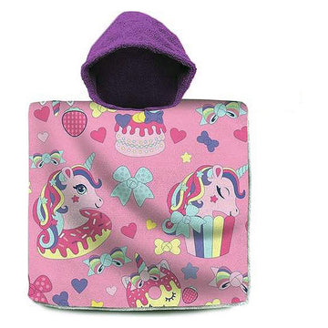 Poncho-Towel with Hood Cupcakes Pink (60 X 120 cm)