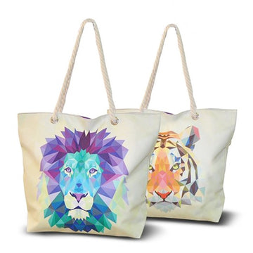 Beach Bag Wild Lion White (33,5 x 43 cm)